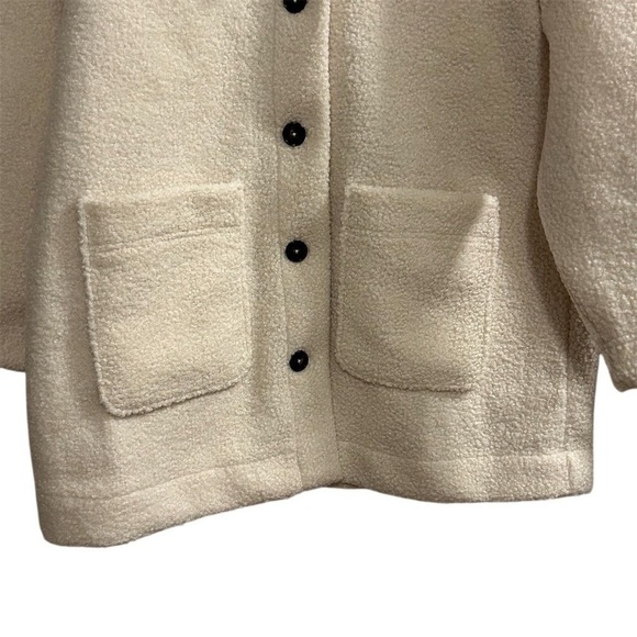Lands' End Women's Ivory Sherpa Teddy Coat L petite Winter Overcoat - Picture 11 of 15